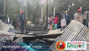 মতলব উত্তরে ভয়াবহ অগ্নিকাণ্ডে বসতঘর পুড়ে ছাই, খোলা আকাশের নিচে একটি পরিবার