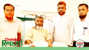 হাজীগঞ্জের রাজারগাঁও ইউনিয়নের চেয়ারম্যান অসুস্থ মিজানুর রহমানের শয্যার পাশে বিএনপির নেতৃবৃন্দ